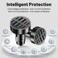 Chargeur de téléphone de voiture à charge rapide, adaptateur de type C, iPhone, Samsung, Huawei, Xiaomi, PD, QC 3.0, 250W, 10 ports 4