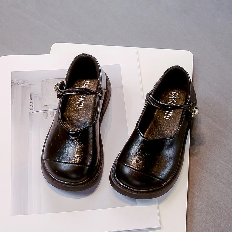 Girls Leather Casual Shoes Korean Style Soft Bottom