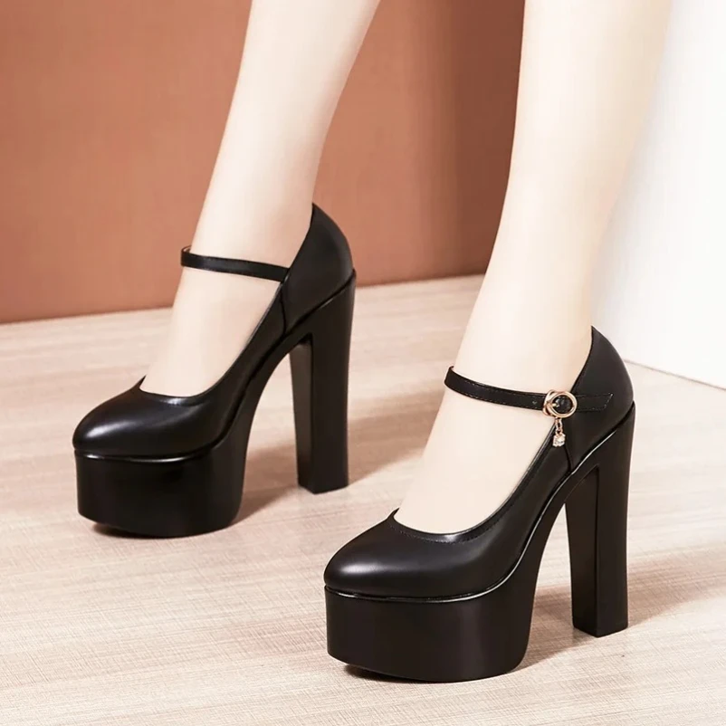 2025 15cm Small Size 32-43 Sexy Extreme Block High Heels Shoes for Dress Model Party Wedding Shallow Thick Bottom Platform Pumps