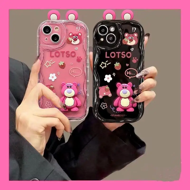 حافظة StellaLou Lotso ثلاثية الأبعاد لهاتف آيفون 16 15 14 Plus 13 12 Mini 11 Pro XR XS Max Disney 3D