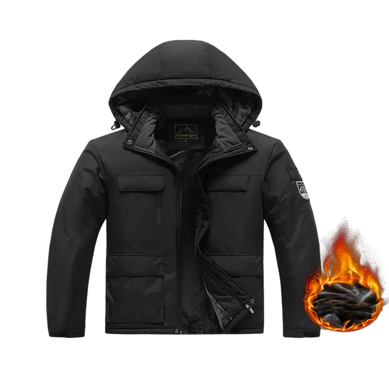 Men's Fleece Thickened Waterproof Jacket Outdoor Sports Mountaineering Padded Jacket