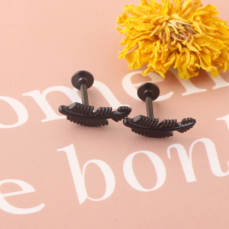 wholesales hot style leaves cartilage earrings helix barbell lip piercing labret rings lip rings daith ear piercing jewelry whol