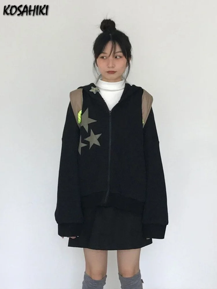 

Star Print Hoodies Women Y2k Aesthetic Fairycore Grunge Tops 2000s Clothes Casual Zip Up Sweatshirt Harajuku Streetwear
