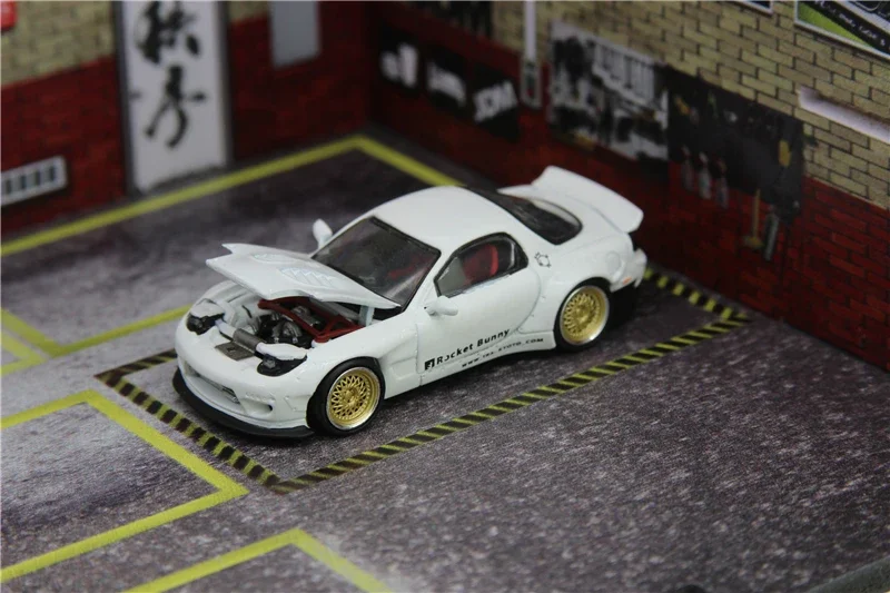 Master 1:64 Mazda Rocket Bunny Pandem Car Hood Apribile Diecast Model Car