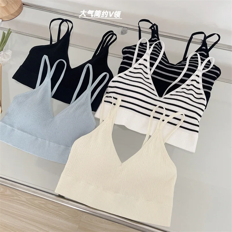 Women's Cotton Bra Tube Tops Striped Push Up Bra Girls Outdoor Summer Top Female Sports Tank Up Lingerie women lingerie bra women tank tops women tube tops