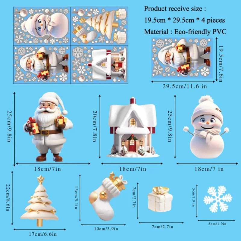 Wall Stickers Christmas Snowman Snowflake Santa Claus New Year Glass Window Mural Room Home Decor Art Decals