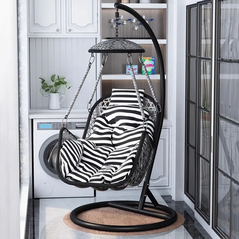 Comfortable Rotating Hanging Chair Stand Rattan Adults Metal Garden Chair Hammock Designer Chaise Suspendue House Decoration