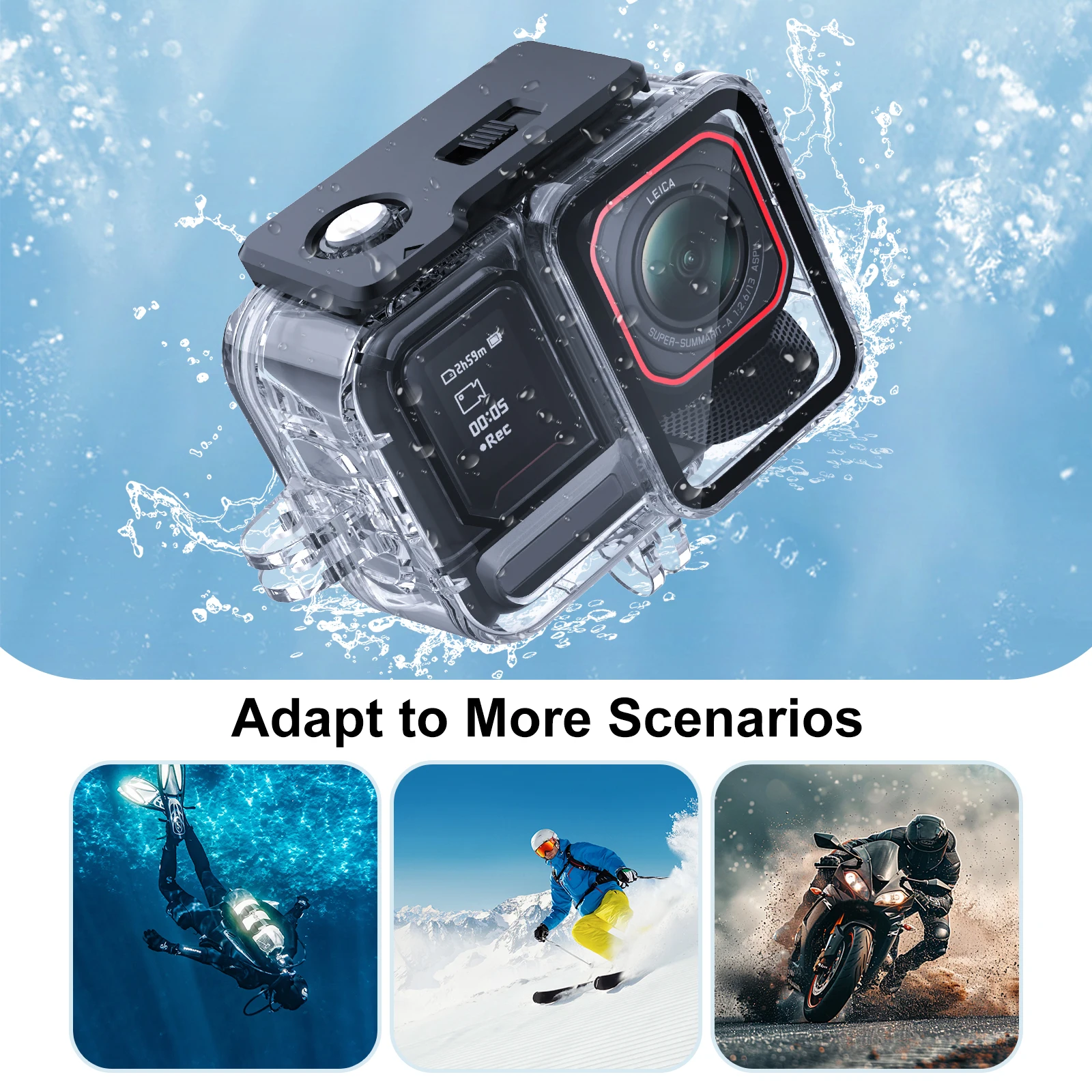 Waterproof Housing Protective Cover Underwater 45M Dive Shell Dive Case for Insta360 Ace Pro 2 / Pro Sports Camera Accessories