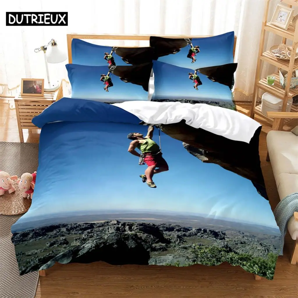 

Rock climbing Bedding 3-piece Digital Printing Cartoon Plain Weave Craft For North America And Europe Bedding Set Queen