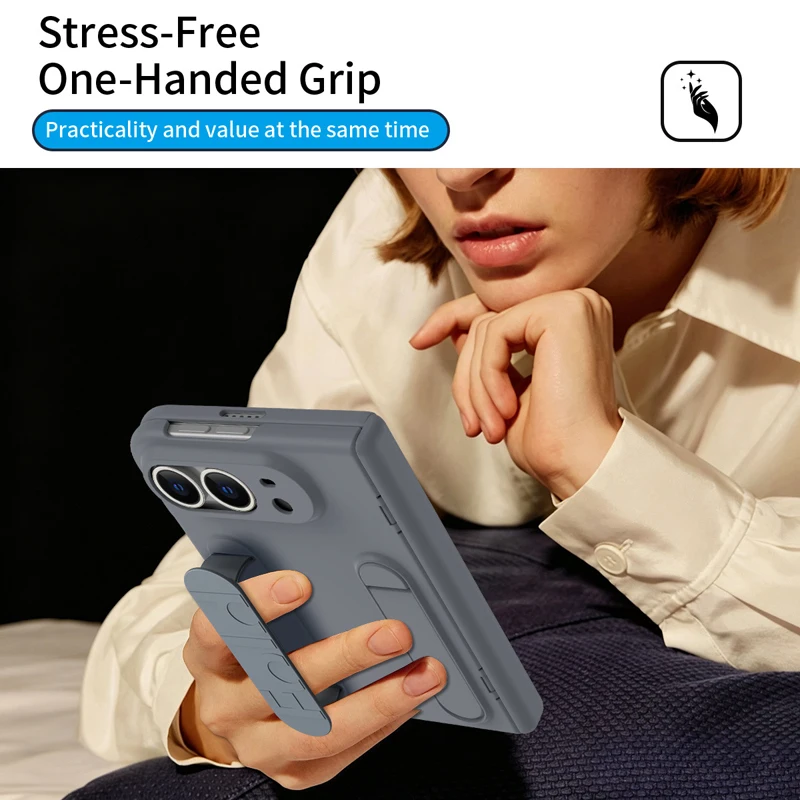 Luxury PC + Silicone Wristband Case with Invisible Bracket and Front HD Glass Protection
