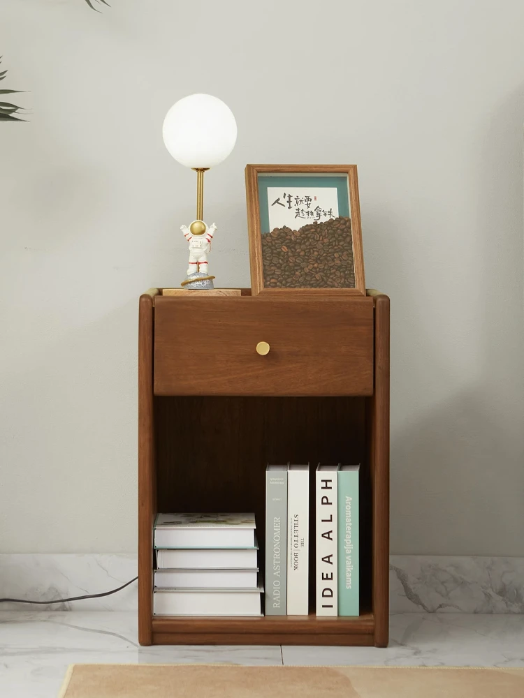 North American black walnut bedside table solid wood children's side cabinet Nordic simple storage small apartment