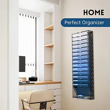 16 Tier Wall File Holder Organizer Papers Mails Folders Magazine Office & Home Organization Strong Steel Mesh Design Easy 5