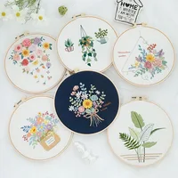 Flower Embroidery Starter Kit DIY Cross Stitch Set for Beginner Wreath Printed Sewing Art Craft Painting Home Decor Needle Art 5