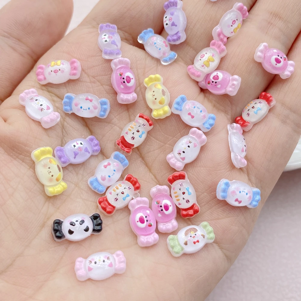 Resin Jewelry Accessories resin jewelry accessories resin embellishments resin nail art crafts candy resin ornaments cartoon animal nail art crafts cartoon animals nail art accessories 50Pcs New Cute Mini Resin cartoon colorful candies Flatback Ornament Jewelry Making Manicure Hairwear Accessories