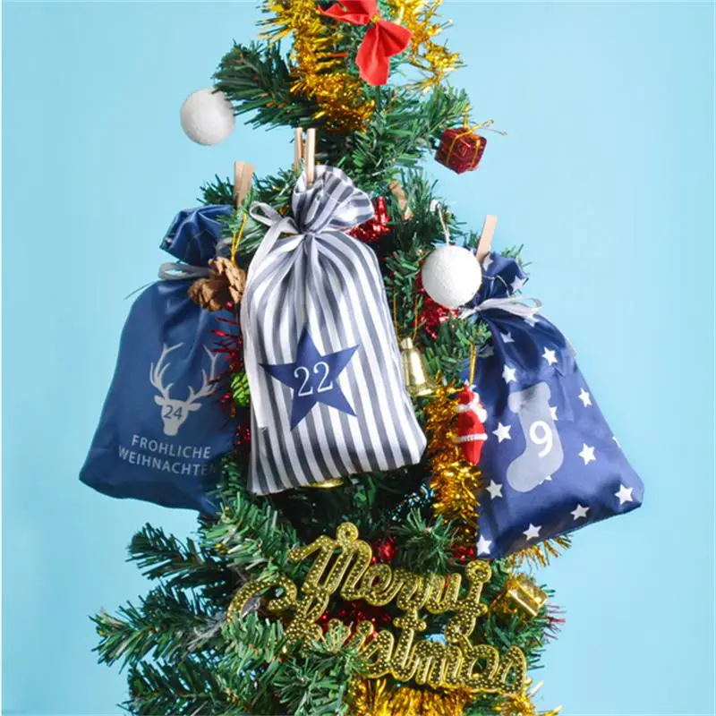크리스마스 장식 2024 강림절 달력 선물 가방, Kerst 장식 DIY 종이 스티커, 나무 장식, 크리스마스 Navidad, 24 개