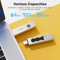 HP 256GB Memories Type-c 2-In-1 USB 3.0 Flash Drive 128GB Metal OTG Pendrive 64GB High Speed Flash Disk For Phone Computer 3