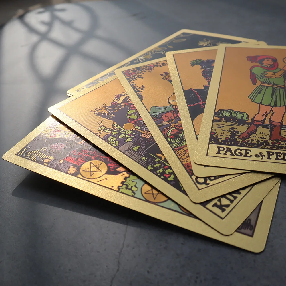 78 Cards Set Holographic Tarot Cards Foil Oracle Shadow Deck Divination  Collection Golden Rose Tarot Cards Deck Waite Board Game|Board Games| -  AliExpress