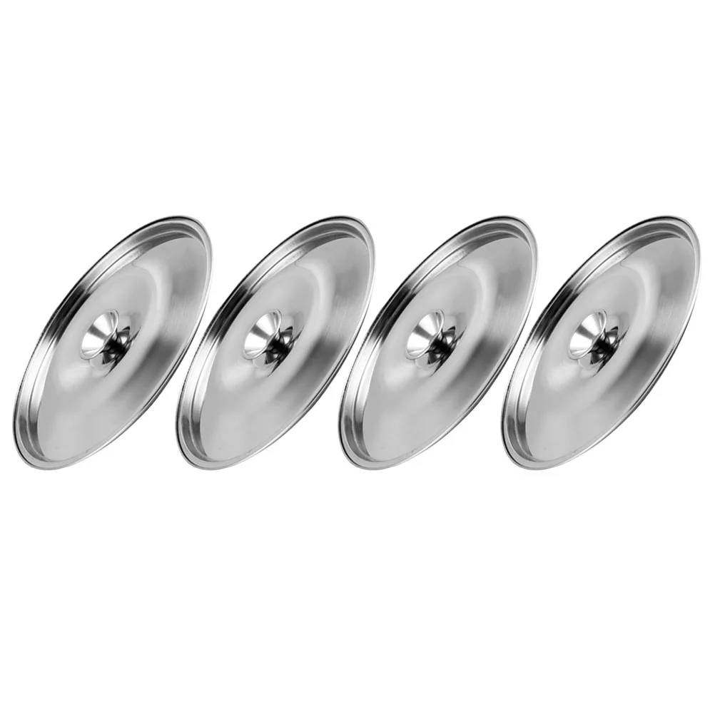 4 Pcs Stainless Steel Sauce Jar Covers Universal Pan Lid Oil Pot Lids Kitchen Cookware Parts Seasoning Containers Spice Jars