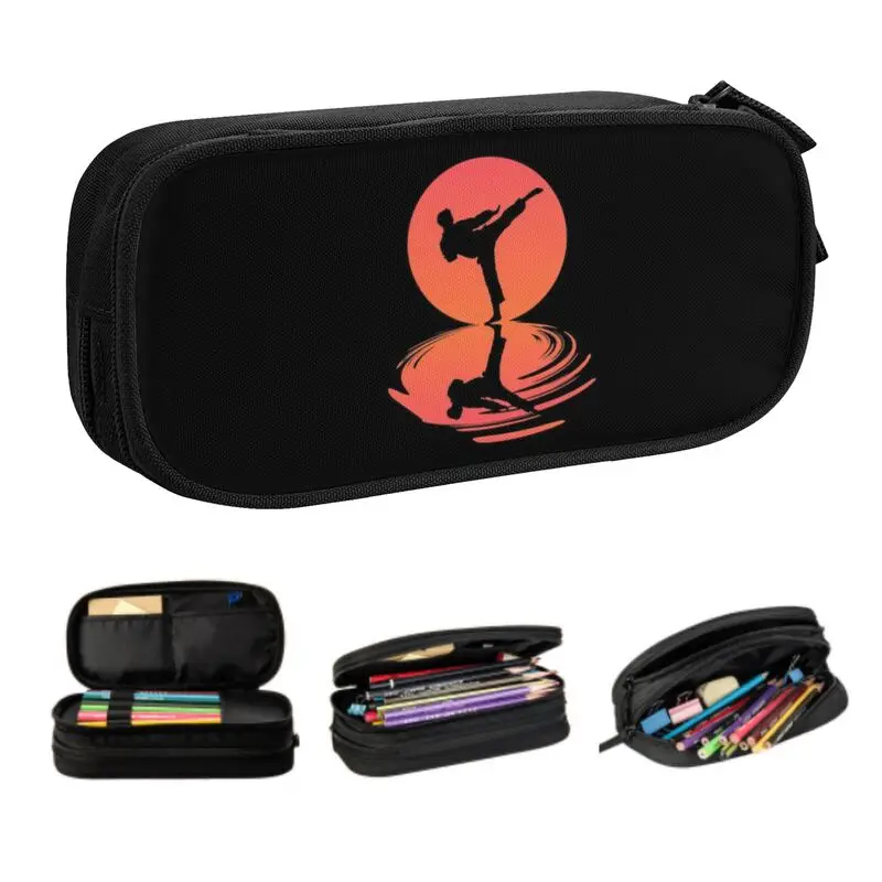 

Kawaii Karate Fighter Pencil Case for Boys Gilrs Custom Martial Arts Large Capacity Pen Box Bag School Accessories