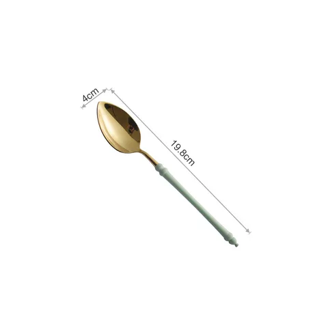 Nice Gift Wedding Party Supplies Teaspoon Coffee Spoon Green Gold Steak Knife Fork Stainless Steel home Tableware