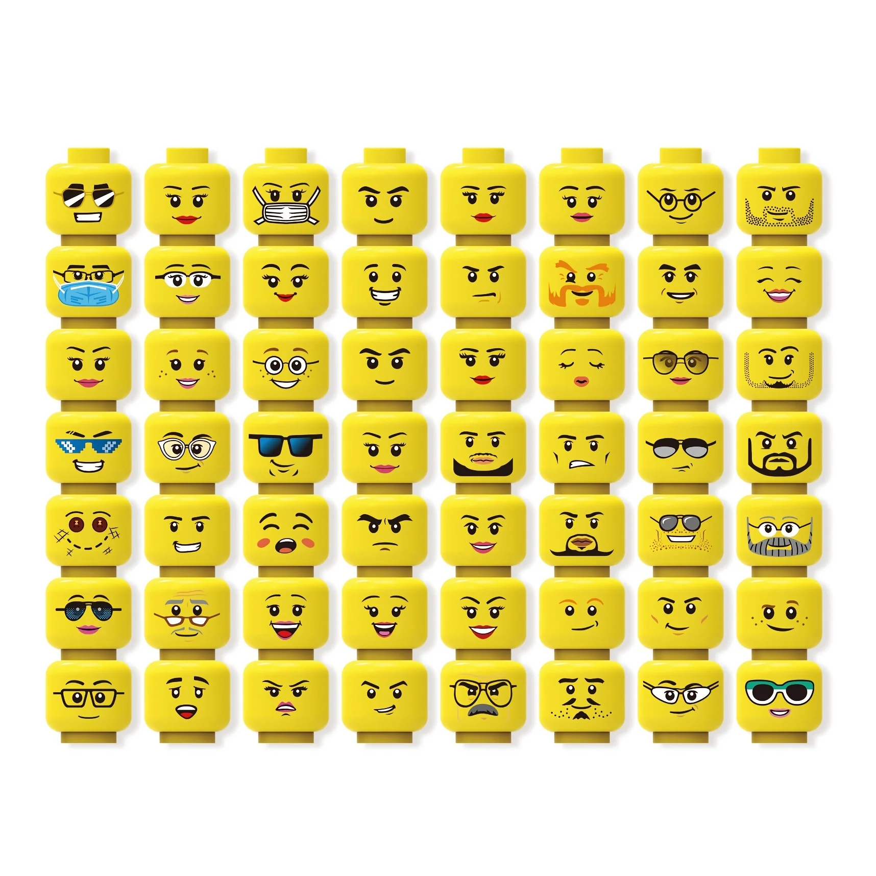 56pcs Head Expression Building Block Toys Accessories Small Particle Parts Minifigures Head Block Toys building block toys
