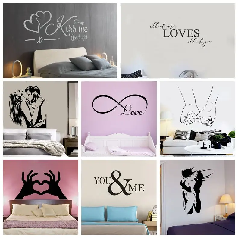 

New Design Lovers Quotes Wall Sticker For Bedroom Decor Decals Room Decoration Stickers Sweet Home Girls Room Mural Wallpaper