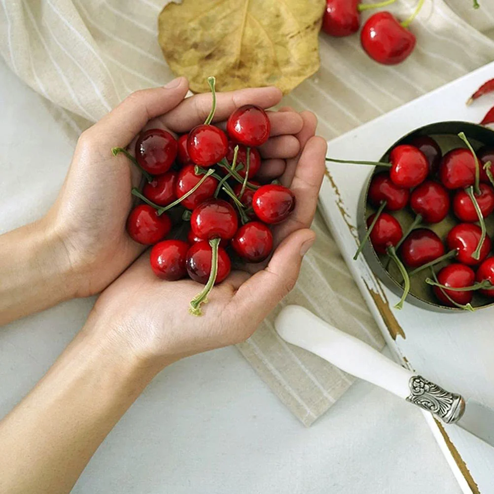 40 Pcs Decorations Fake Fruit Prop Model Cherry Artificial Fruits Plastic Ornament Simulation
