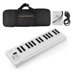 Foldable 61-Key LED Display Rechargeable Electronic Piano Keyboard (WHITE)