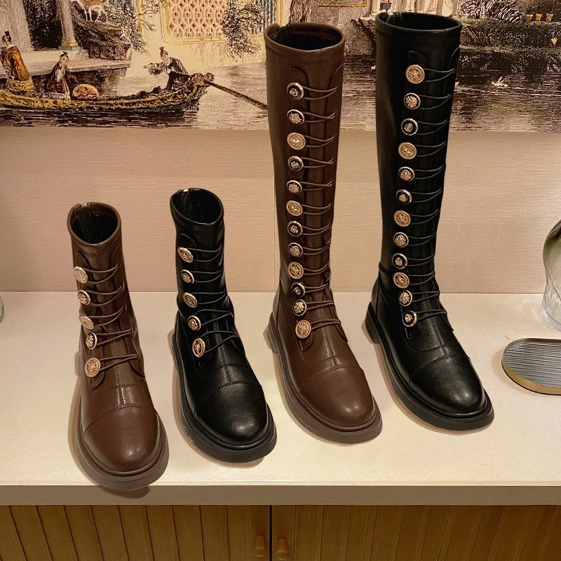 Botines de nuevo mujer, bota de primavera y otoño, bota de jinete, media|Botas hasta rodilla| - AliExpress