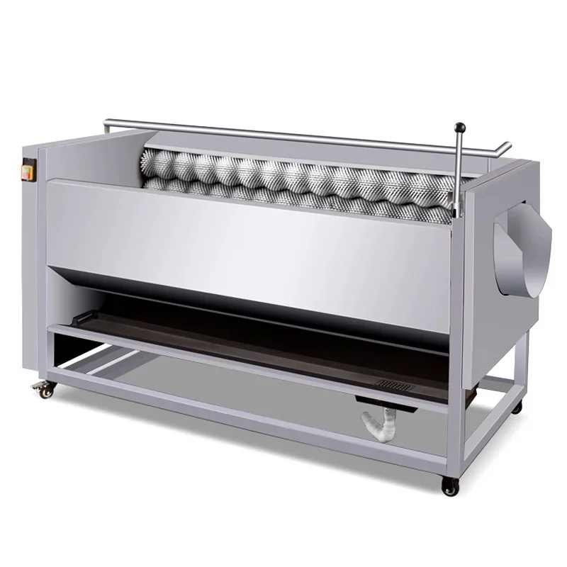 Electric Commercial Industrial Brush Roller Vegetable Carrot Sweet Potato Cleaning Washer Washing And Peeling Peeler Machine 3