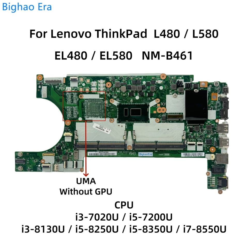 NM-B461 para lenovo thinkpad l480 l580 placa-mãe do portátil com