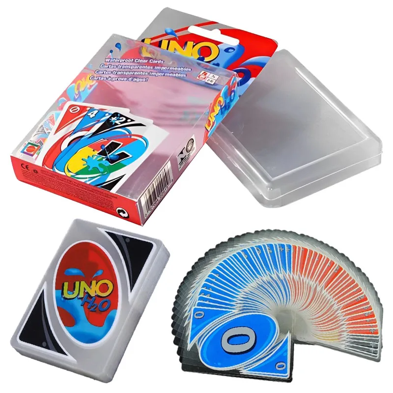 

UNO Deck H2o водонепроницаемые прозрачные карты Boardgame UNO FLIP! DOS дикая фаза 10 Оловянная коробка Покемон Пикачу семейная конфетная игра в покер
