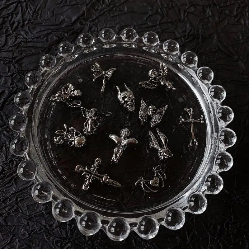 10 Stück Gothic Punk Stil Nail Art Charms Antik Silber Legierung Jesus Katholisches Kreuz Zubehör Teufel Engel Nageldekorationen – Detail 3