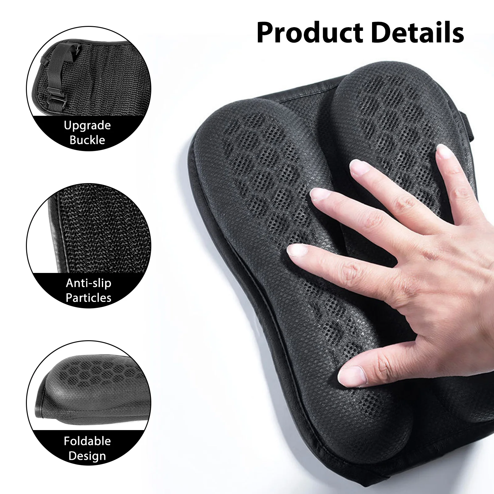 Breathable Motorcycle Gel Seat Pad Black Silica Gel Cushion