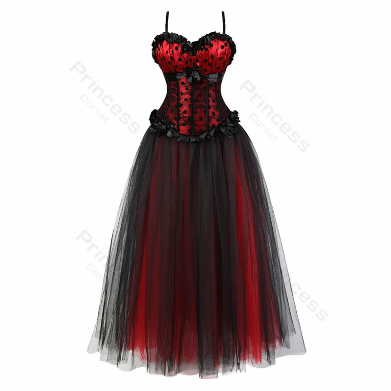 Red Corset Dresses for Women Plus Size Wedding Long Mesh Dress