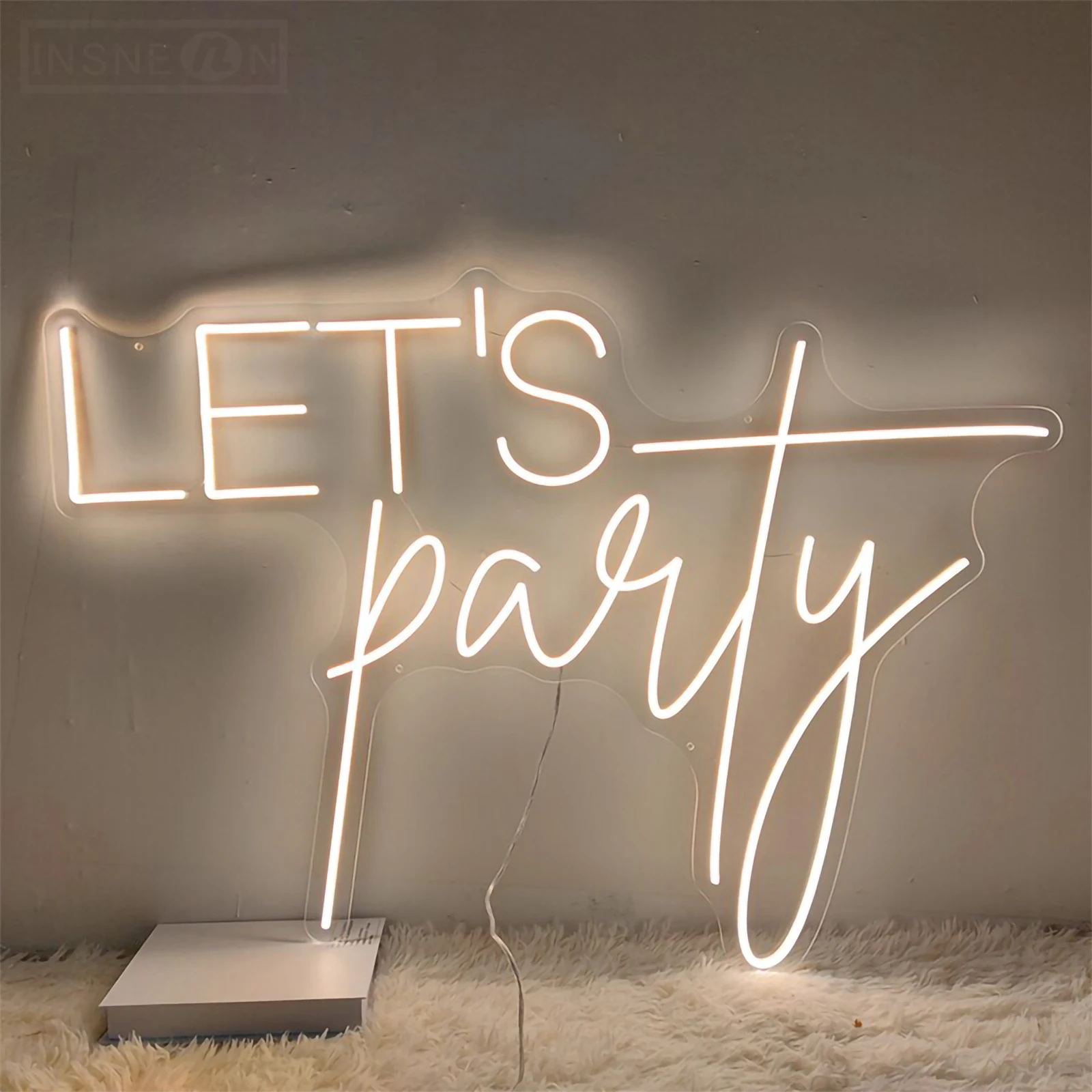 LED Neon Sign Let's Party Wedding Birthday Wall Neon Light Aesthetic Room Club Decoration for Gaming Room Holiday Gifts Neon Sig