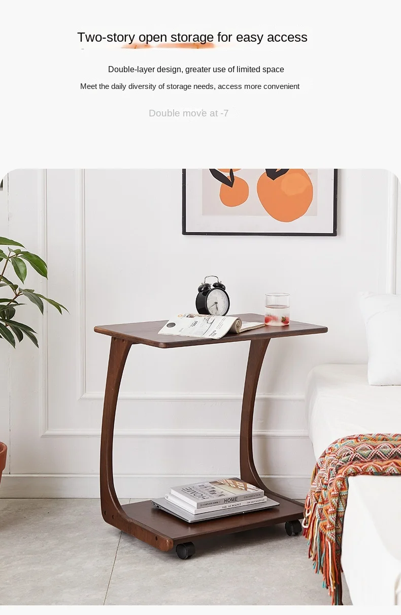 Description Picture 6 of itemIHOME Sofa Edge Adjustable 360 Degree Rotation Modern Minimalist Solid Wood Small Coffee Table Living Room Bedroom Table Comfort