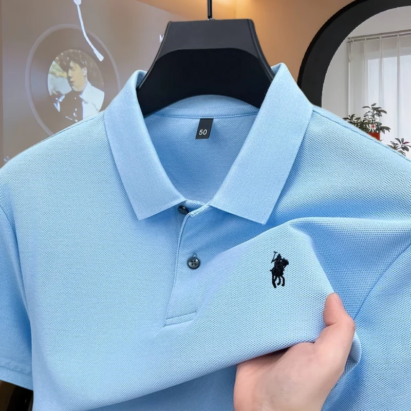 100% reine Baumwolle, hochwertiges Marken-Herren-Poloshirt mit kurzen Ärmeln, Sommer 2026, luxuriöses Mode-Golf-Oberteil mit Pony-Stickerei, lässiges T-Shirt