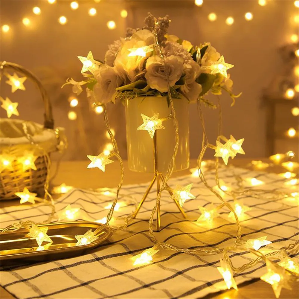10M Battery Power Star String Lights Led Fairy Light Christmas Garland For New Year Wedding Party Camping Home Decoration led string lights string lights led fairy lights