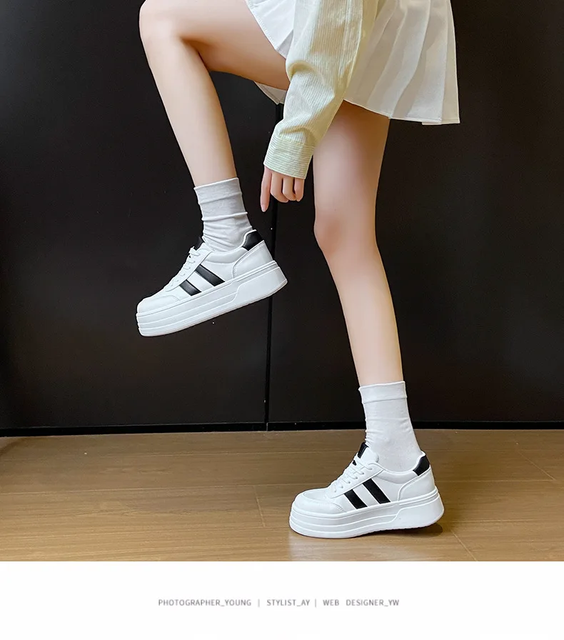 Dames platform sneakers wit met veters en zachte zool_voghion.com