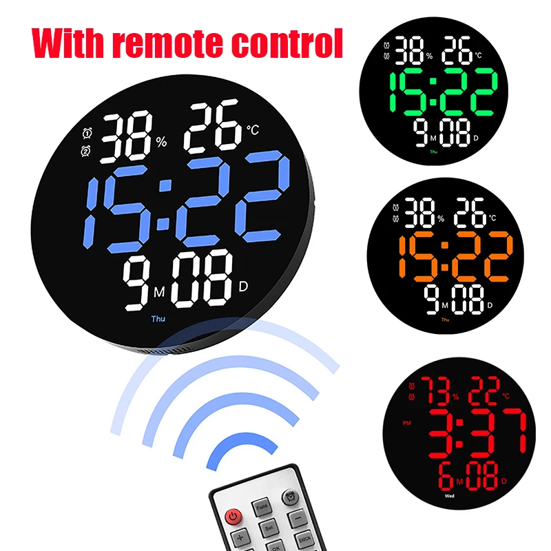 Ripley - RELOJ DE PARED DIGITAL LED REDONDO CON CONTROL REMOTO