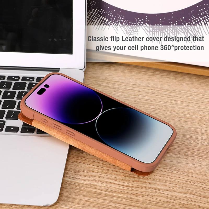 For iPhone 15 Pro Max Nillkin Qin Pro Flip Leather Case Lens Sliding Cover with Card Slot Book Cover for iPhone 15 Pro Shell