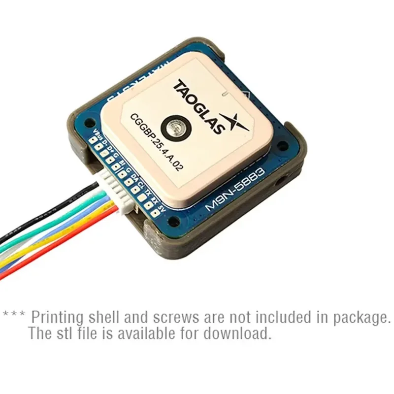 Détail du module GPS GNSS M9N-5883 avec boussole QMC5883L, antenne céramique et puce centrale