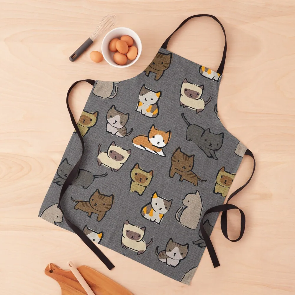 

Cats on Dark Grey Charcoal Apron Things For Home And Kitchen for women halloween Kitchens Accessories Apron
