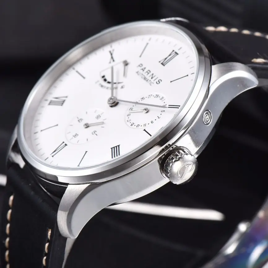 Watch Fashion Luxury Parnis 41.5MM Power Reserve Automatic Mechanical Self Winding Men Mekanik Kol Saati Relogio Automatico mechanical watch
