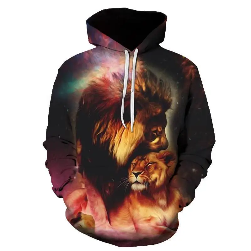 thumbnail image 1 of Sudadera con capucha con estampado 3D de león para hombre, sudadera con capucha para primavera y otoño, sudaderas informales de gran tamaño y holgadas, ropa de calle, 1 of 5