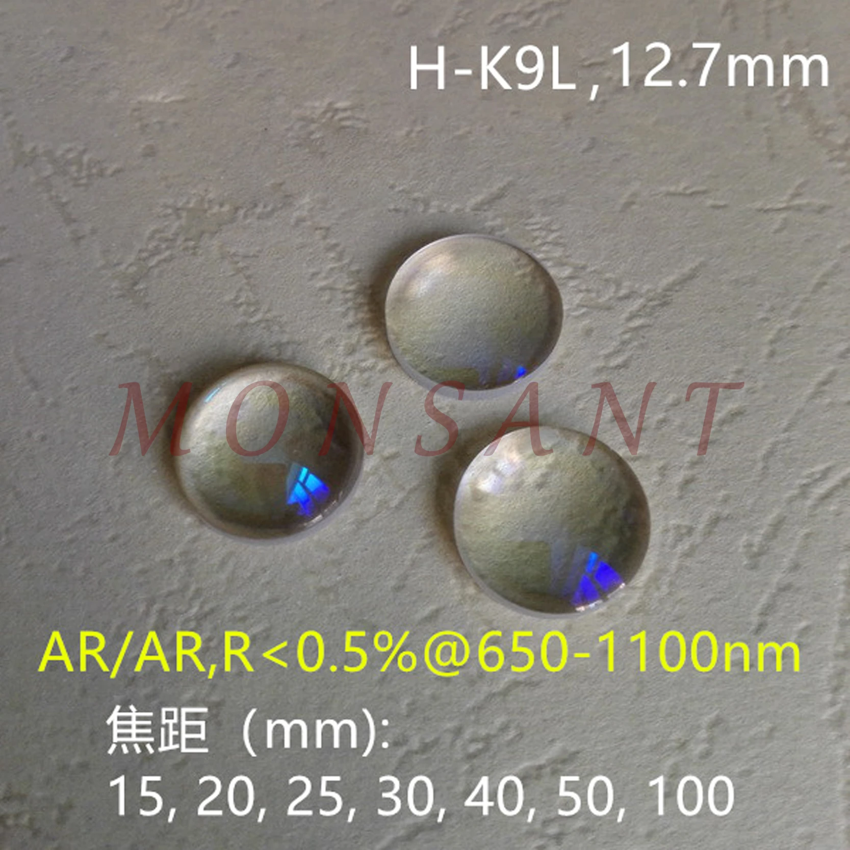 

K9 Plano-convex Lens D12.7 Near Infrared Coating 650-1100nm / F15 / 20/25/30/40/50/100