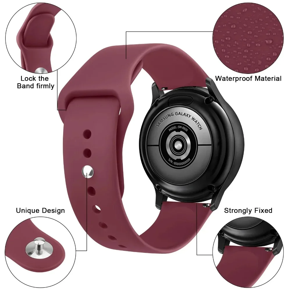 Versatile Silicone Strap for Smartwatches - Available in 18mm, 20mm, and 22mm Sizes