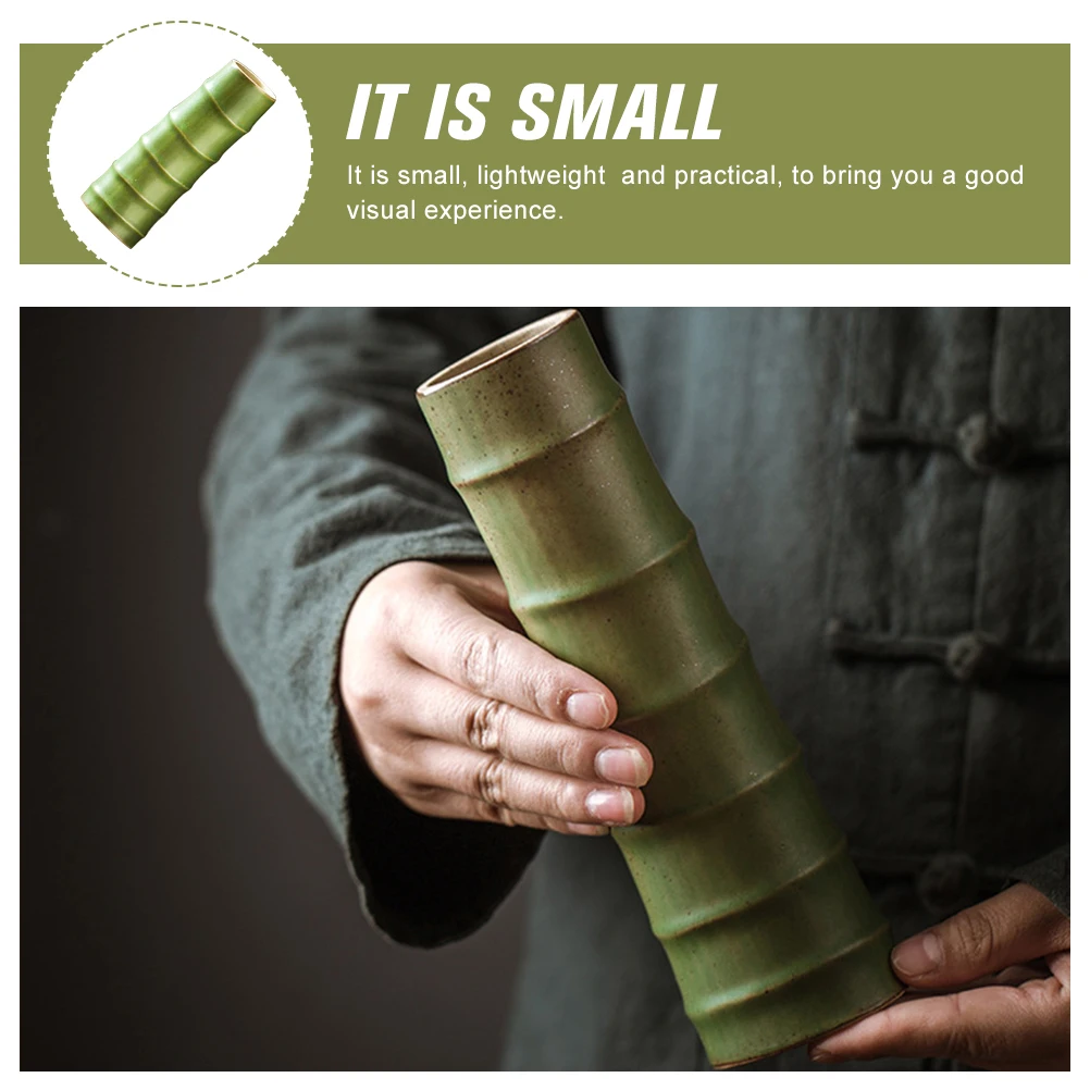 Bamboo Cylindrical Vase Ceramic Imitation Bamboo Vase Creativity Flower Arrangement Vase Office Desktop Decorations Home Decor 5