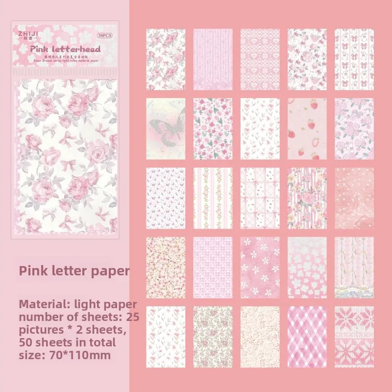 50-Piece Decorative Journaling and Scrapbooking Paper Set